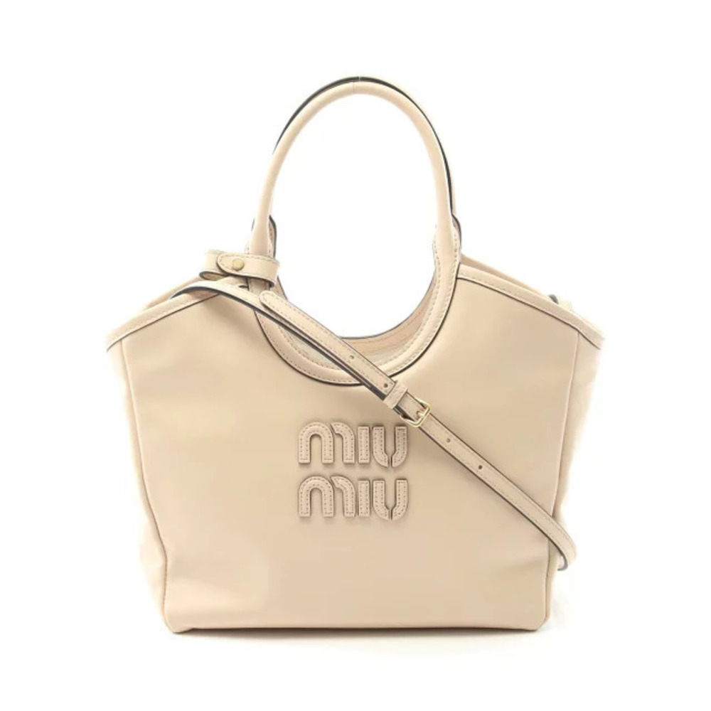 Miu Miu IVY Handbag Leather Beige Cream
